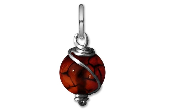 Dangly Swirl Dragon Vein Sardonyx Bracelet Charm or Pendant- /Steel/Copper/Bronze/14K Gold 14K Rose Gold/Black Niobium August Birthstone