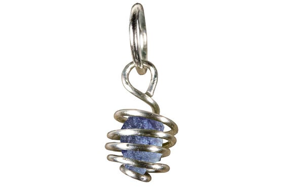 Birthstone Charm- Real Raw Birthstone Crystal Gemstone Hand Wire Wrapped Cage  Bracelet or Pendant- Amethyst, Tanzanite, Citrine, Carnelian