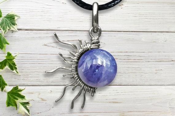 Tanzanite Sunburst Wire Pendant- Silver/Steel/Copper/Bronze/14K Gold 14K Rose Gold/ Bracelet Charm December Birthstone Sagittarius Zodiac