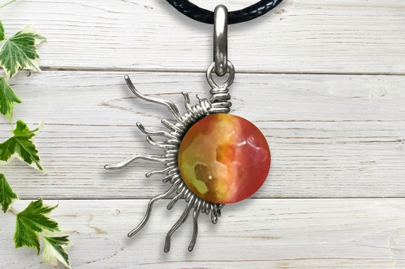 Faceted Watermelon Tourmaline Sunburst Wire Pendant- Silver/Steel/Copper/Bronze/14K Gold 14K Rose Gold/Black Niobium - Bracelet Charm