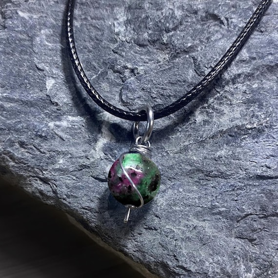 Ruby Zoisite Dangly Swirl Pendant or Bracelet Charm Wire Wrapped /Steel/Copper/Bronze/14K Gold-Rose Gold/Titanium/Black Niobium