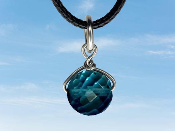 Faceted London Blue Topaz Dangly Simple Pendant Wire Wrapped /Steel/Copper/Bronze/14K Gold-Rose Gold/Titanium/Black Niobium
