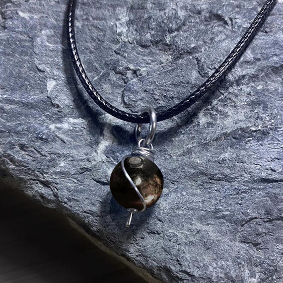 Aura Hypersthene Dangly Swirl Pendant or Bracelet Charm - Wire Wrapped - /Steel/Copper/Bronze/14K Gold/14K Rose Gold/Titanium/Black Niobium