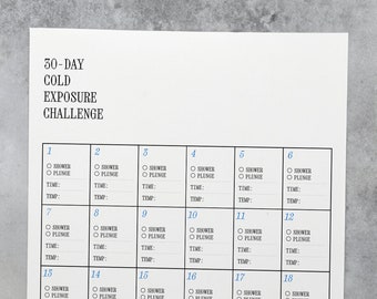 30-day Cold Plunge Tracker on Letter Paper 8.5" x 11" Digital Download