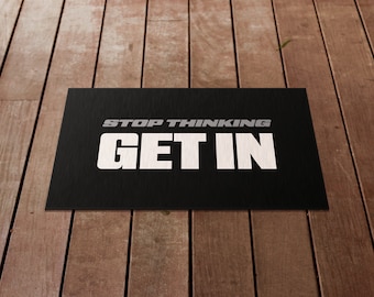 Funny Cold Plunge Mat: 'Stop Thinking Get In' Ice Bath Rug