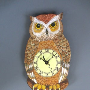 Brown Owl Pendulum Clock with Roman Numerials handmade in USA perfect Cabin woodland and nature nursery and childrens room wall clock decor