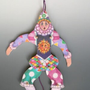 Sun celestial theme jumping Jack Harlequin pull string puppet wall and door  décor