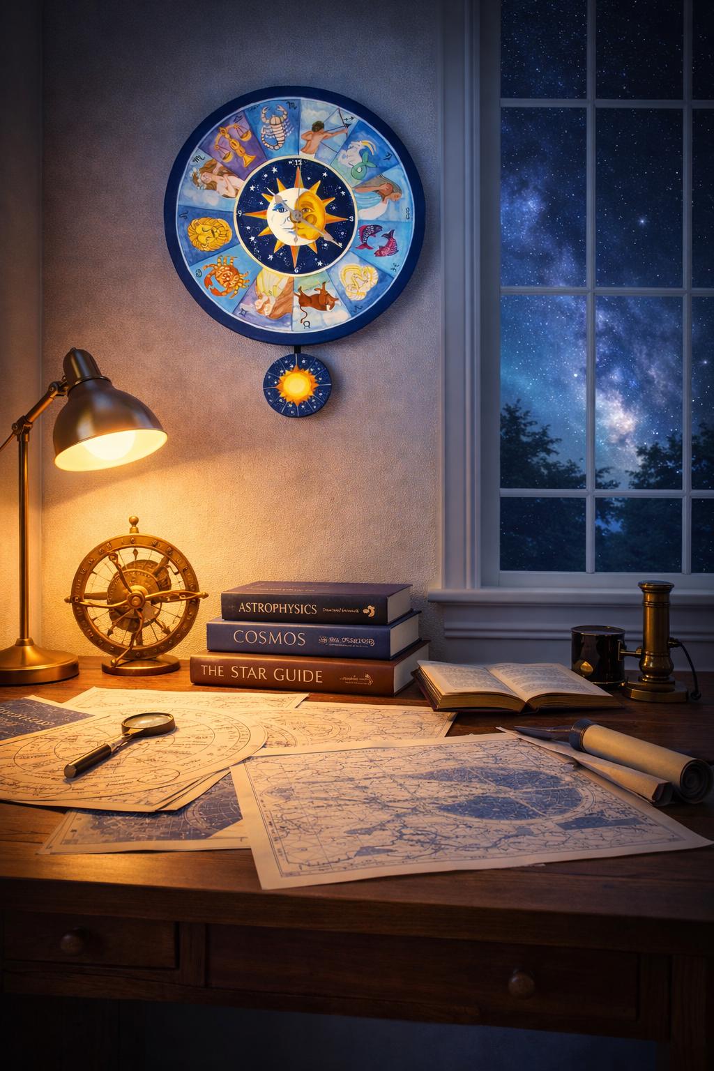 Zodiac Sun Signs Pendulum Clock: Vibrant Astrology Artwork