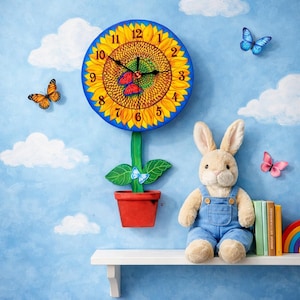 Sunflower Flower Pot Pendulum Clock