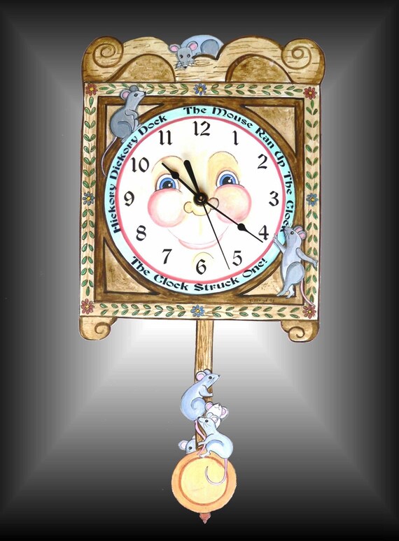Hickory Dickory Dock Clock Nursery Rhyme Pendulum Clock With Etsy