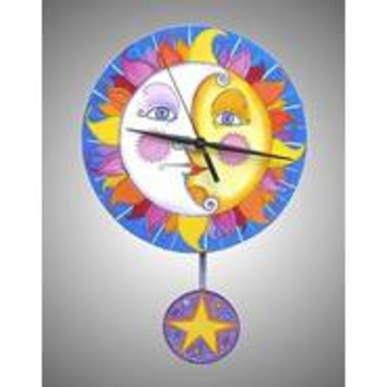 Celestial Eclipse Sun and Half Moon Clock Star Pendulum Etsy
