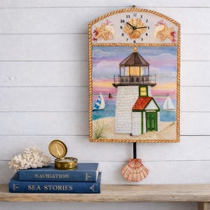 Nantucket Lighthouse Pendulum Clock: Beach House Nautical Decor