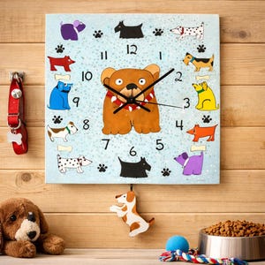 Whimsical Dog Clock with Swinging Puppy Pendulum