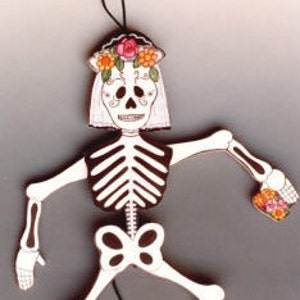 Day of the Dead Pull Puppet: Calavera Jumping Jack, Mexican Folk Art