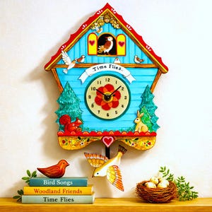 Time Pendulum Rabbit Whimsical Cuckoo Style Clock: Woodland Squirrel & Rabbit Pendulum - Etsy