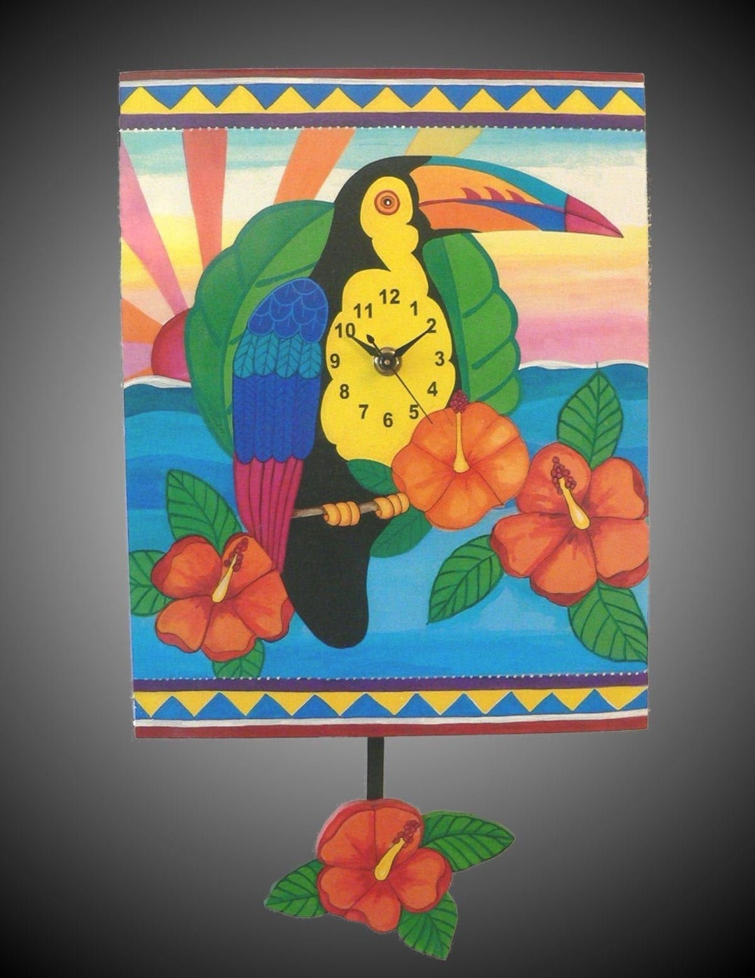 Tropical Tucon Tiki Bar Clock With Hibuscus Pendulum - Etsy