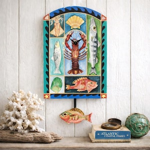 Colbalt Blue and green Lobster, Shell Fish & Fish pendulum clock