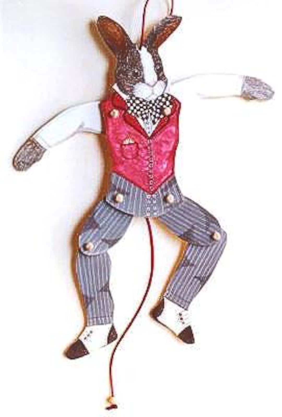 Victorian Dutch Rabbit Jumping Jack Pull Toy: Handmade Wall Decor - Etsy