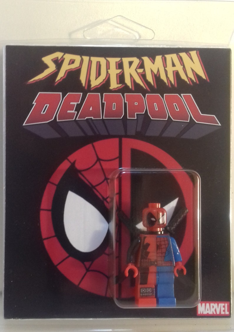 Custom Lego Deadpool Spiderman mini-figure with display box | Etsy