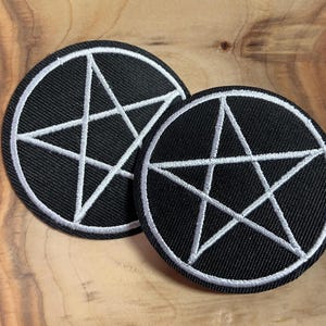 2 Iron On Pentacle Patches, Witch, Witch Craft, Wiccan, Pagan