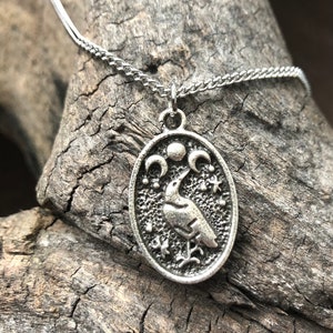 BACK IN STOCK! Crow Pendant Necklace, Crow Necklace, Witch Necklace, Witch Jewelry, Wiccan Necklace, Wiccan Jewelry