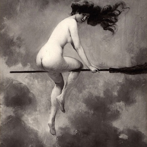 Witch On Broomstick Art Print: Albert Joseph Penot (Digital Download)