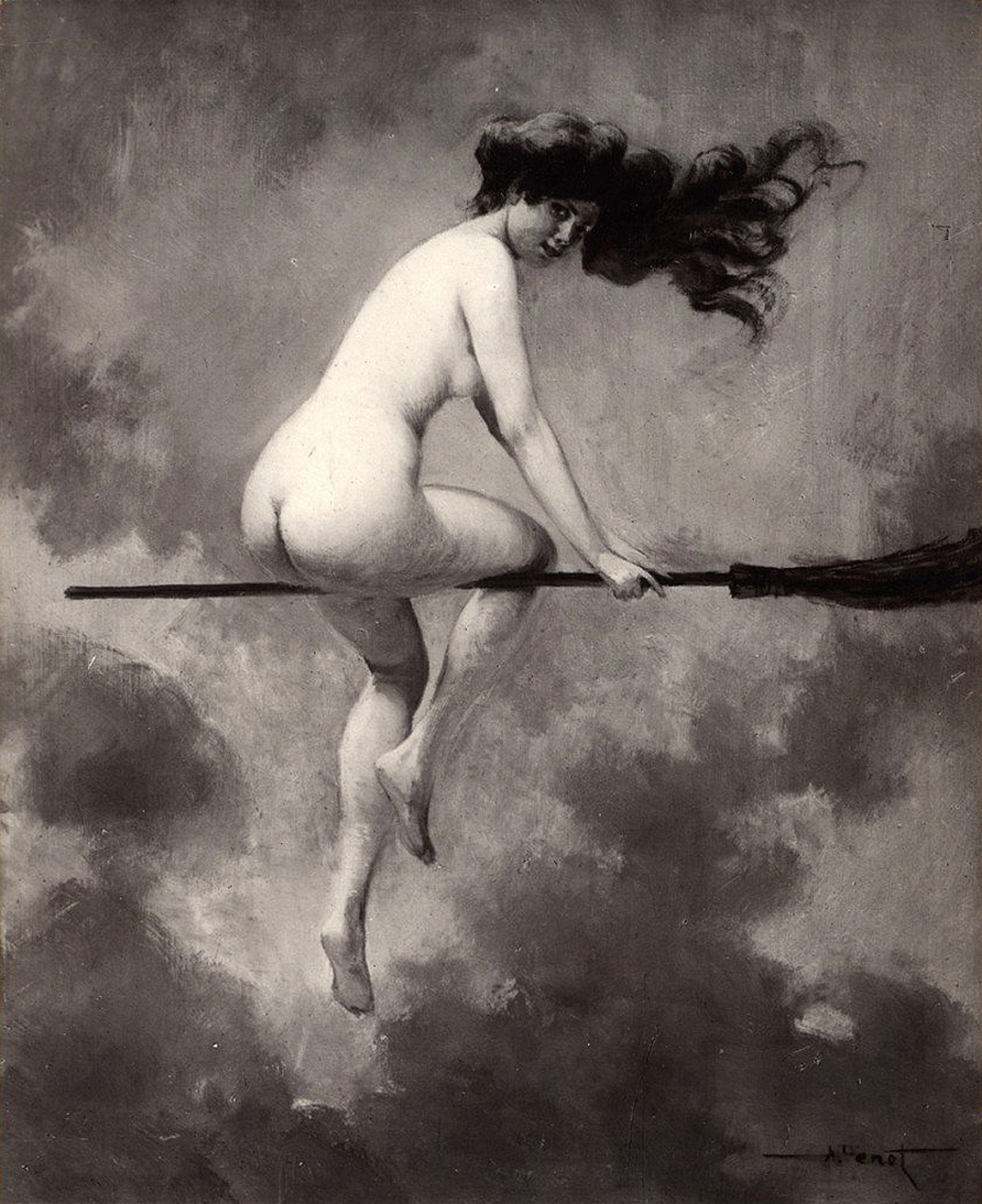 Witch On Broom Departure For The Sabbath Albert Joseph Penot Digital Download, Witch Art, Witch download, Witch Art, Digital Download