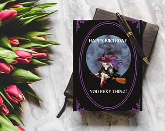 Witch Birthday Card: Hexy Pagan Wiccan Style (Instant Download)