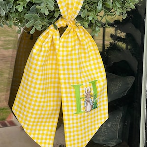 Easter Wreath Sash | Bunny Wreath Sash | Sprng Door Decor| Gingham Wreath Sash