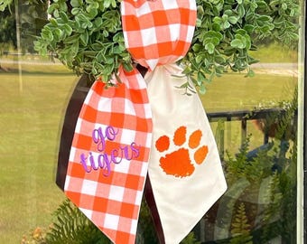 Tiger Wreath Sash | Football Wreath Sash | Fall Door Decor | College Graduation | High School Graduation | Hostess Gift | Wedding Gift