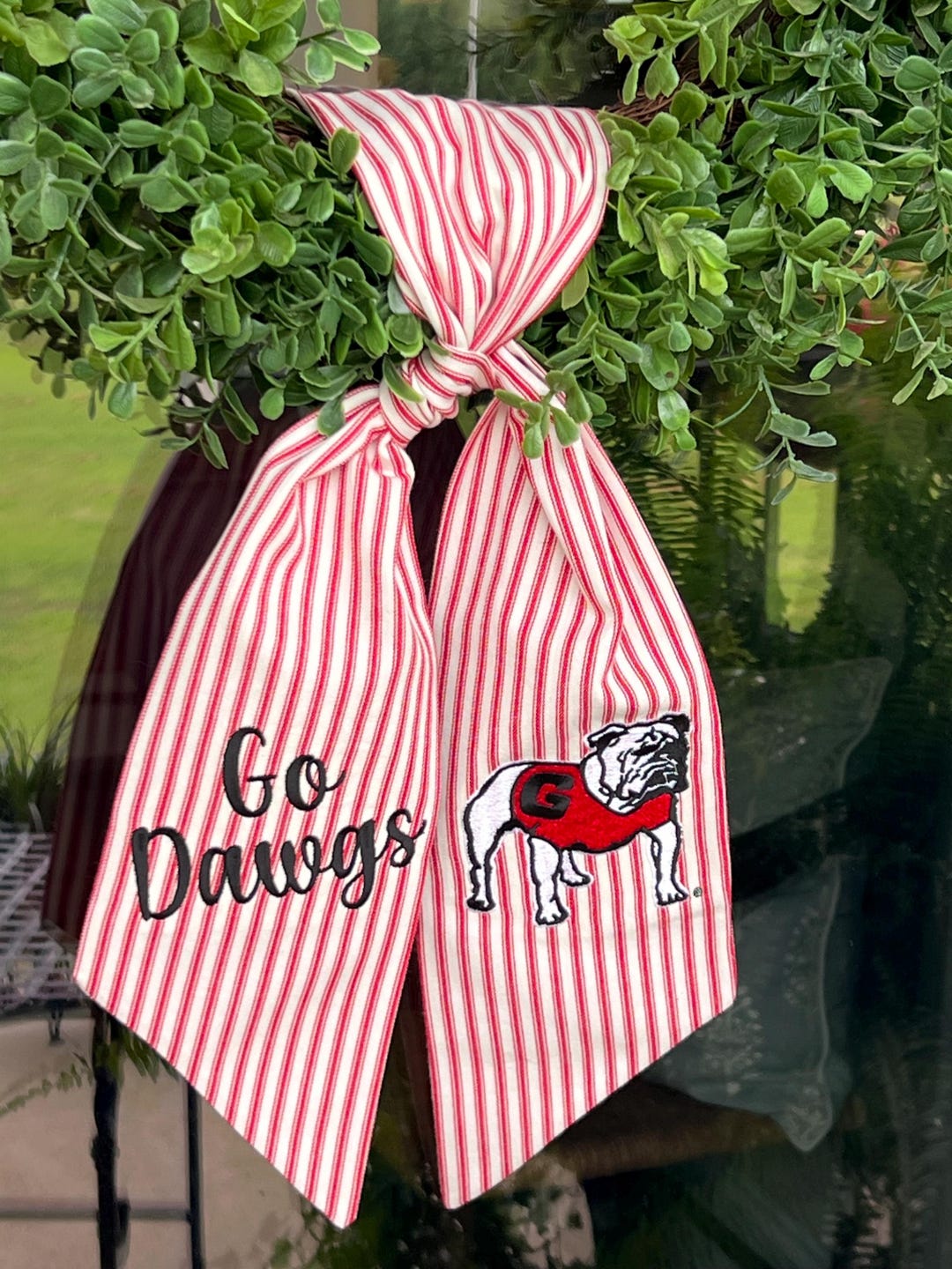 Bulldog Wreath Sash | Ticking Stripe Sash | High School Graduation | College Graduation | College Football Door Decor