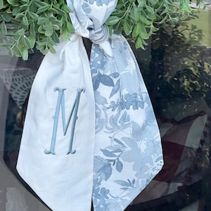 Blue and White Wreath Sash  | Mother&#39;s Day Gift | Grandmillenial Sash | Floral Sash | Housewarming | Wedding