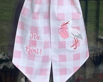 It's a Girl Wreath Sash | Pink Buffalo Check Wreath Sash | Baby Shower Decor | Baby Announcement Wreath Sash | Grandmillennial