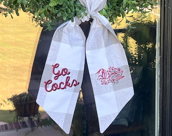Gamecock Wreath Sash | Football Door Decor | Fall Door Decor | College Football | College Graduation | High School Graduation