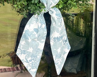 Blank Wreath Sash | Blue Floral Wreath Sash |  Housewarming Gift | Wedding Gift | Blue & White Wedding Decor | Grandmillennial