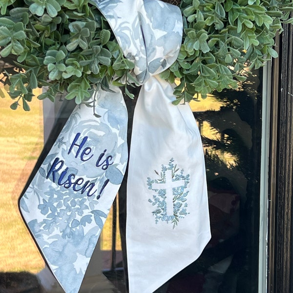 Easter Wreath Sash | He is Risen Wreath Sash | Cross Wreath Sash