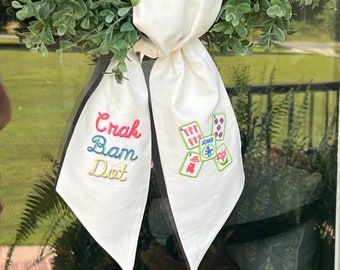 Mahjong Wreath Sash | Crak Bam Dot | Mahjong Game Night Decor | Housewarming Gift | Hostess Gift