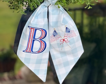 Patriotic Wreath Sash | 4th of July | Memorial Day | Labor Day Wreath Sash | Summer Door Decor | Hostess Gift | Lake House Decor