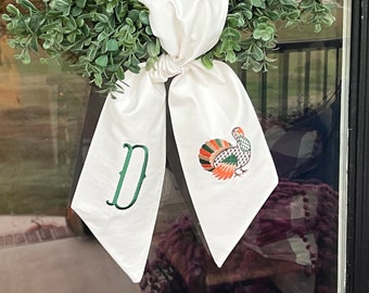 Thanksgiving Wreath Sash | Turkey Wreath Sash | Fall Door Decor | Thanksgiving Decor | Hostess Gift
