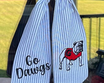 Bulldog Wreath Sash | Ticking Stripe Sash | High School Graduation | College Graduation | College Football Door Decor