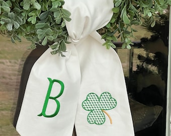Shamrock Wreath Sash | Chic St. Patrick's Day Decor | Monogrammed Shamrock Wreath Sash | Spring Decor | St. Patrick's Day