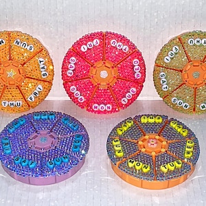Bedazzled 7-Day Pill Organizer Tray | Bling Rhinestone Weekly Medication Case | Sparkly Daily Vitamin Sorter | Glam Gift