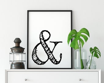 Ampersand Printable Art, Typography Wall Art, Ampersand Sign, Modern Minimalist, Inspirational Art, Ampersand Wall Art, Ampersand Poster