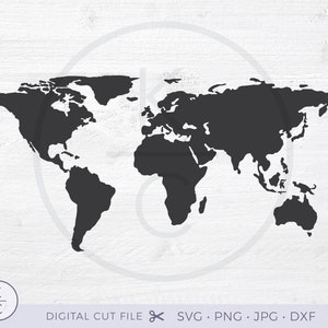World Map SVG, World svg, Travel svg, World Map Clipart, Continents, Global Map, png, dxf, Cricut, Silhouette