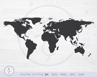 World Map SVG, World svg, Travel svg, World Map Clipart, Continents, Global Map, png, dxf, Cricut, Silhouette