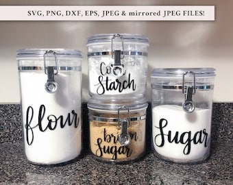 Kitchen Labels svg, Pantry Decals, Set of Canister Labels, Food Labels, Jar Decals, Pantry Stickers, svg for Cricut, Instant Download