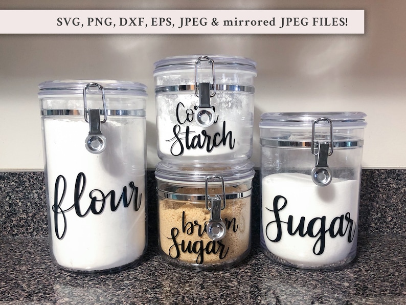 kitchen labels svg pantry decals set of canister labels etsy