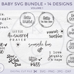 Baby SVG Bundle, Baby Onesies svg, Newborn svg, Boy Onesies svg, Baby Quote svg, Hello World svg, png dxf, svg pour Cricut, Silhouette