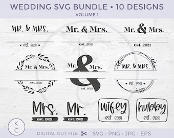 Mr and Mrs svg bundle, Hubby Wifey svg, Wedding svg, Marriage svg, Bride svg, Groom svg, Cricut svg