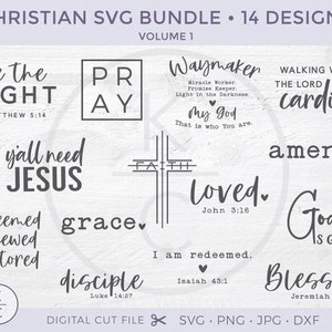 Christian SVG Bundle, Bible Verse svg, Scripture Svg, Blessed svg, Religious svg, Jesus svg, png dxf, svg for Cricut, Silhouette